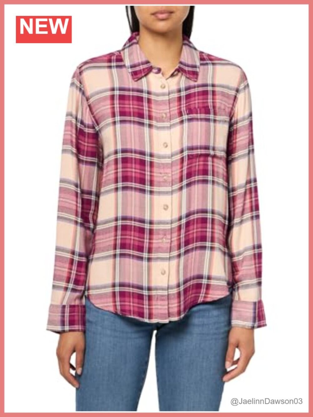 Womens Plaid Flannel Boyfriend Shirt Button Down Long Sleeve Top